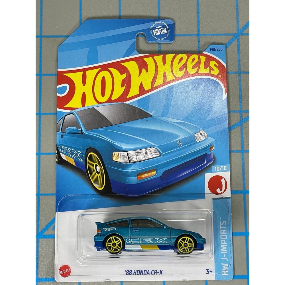 Hot Wheels 1988 '88 Honda CR-X Diecast Car HW J-Imports Blue Mattel